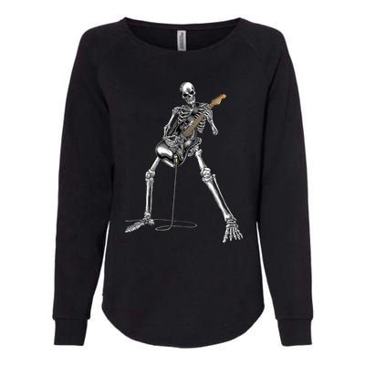 Happy Skeleton Guitar Guy Spooky Halloween Rock Band Concert Womens California Wash Sweatshirt