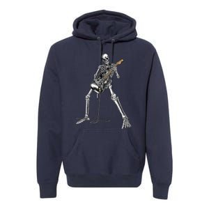 Happy Skeleton Guitar Guy Spooky Halloween Rock Band Concert Premium Hoodie