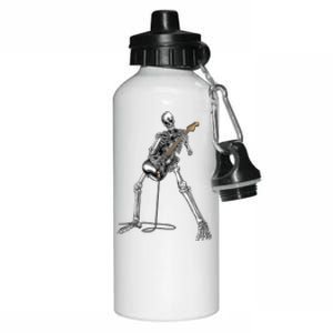 Happy Skeleton Guitar Guy Spooky Halloween Rock Band Concert Aluminum Water Bottle