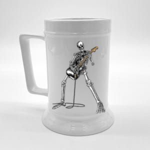 Happy Skeleton Guitar Guy Spooky Halloween Rock Band Concert Beer Stein