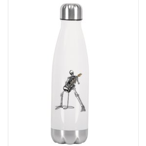 Happy Skeleton Guitar Guy Spooky Halloween Rock Band Concert Stainless Steel Insulated Water Bottle