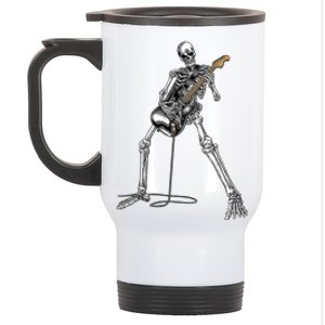 Happy Skeleton Guitar Guy Spooky Halloween Rock Band Concert Stainless Steel Travel Mug