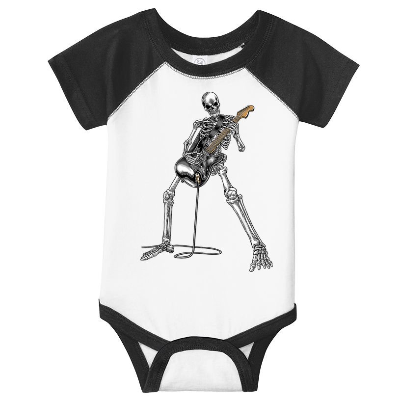 Happy Skeleton Guitar Guy Spooky Halloween Rock Band Concert Infant Baby Jersey Bodysuit