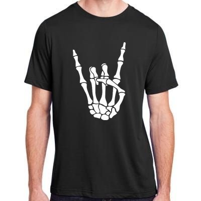 Halloween Skeleton Hand Horns Rock N Roll Funny Music Lover Adult ChromaSoft Performance T-Shirt