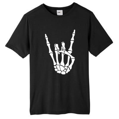 Halloween Skeleton Hand Horns Rock N Roll Funny Music Lover Tall Fusion ChromaSoft Performance T-Shirt