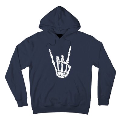 Halloween Skeleton Hand Horns Rock N Roll Funny Music Lover Hoodie