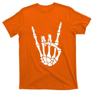 Halloween Skeleton Hand Horns Rock N Roll Funny Music Lover T-Shirt