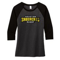 HOUSTON SABERCATS Women's Tri-Blend 3/4-Sleeve Raglan Shirt