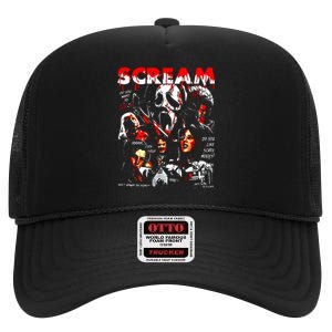 Halloween Scream Horror Movie High Crown Mesh Back Trucker Hat