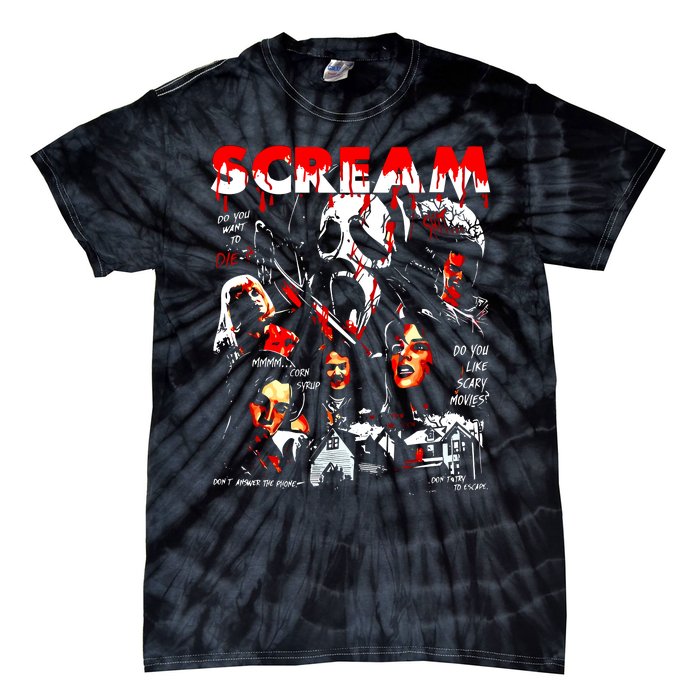 Halloween Scream Horror Movie Tie-Dye T-Shirt