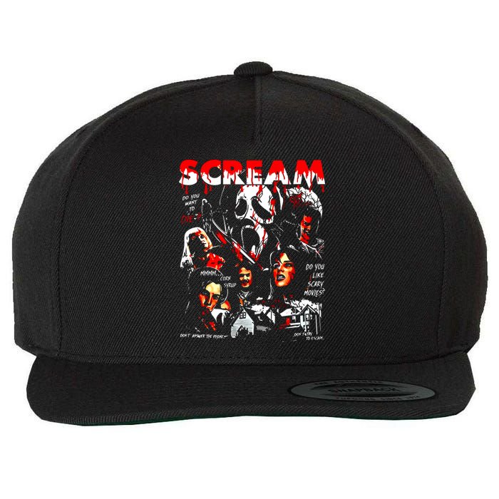 Halloween Scream Horror Movie Wool Snapback Cap