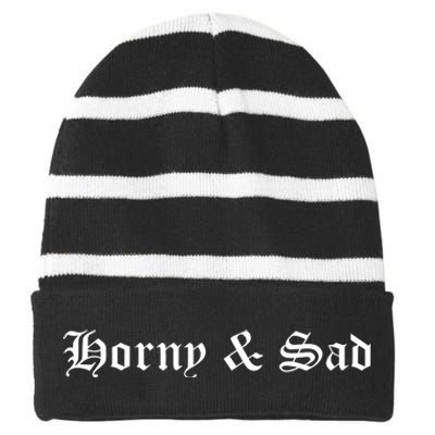 Horny & Sad Striped Beanie with Solid Band