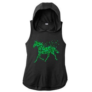 Horse Shamrock Horseback Riding Equestrian Meaningful Gift Patrick Day Gift Ladies PosiCharge Tri-Blend Wicking Draft Hoodie Tank