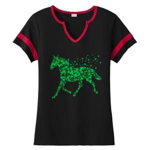 Horse Shamrock Horseback Riding Equestrian Meaningful Gift Patrick Day Gift Ladies Halftime Notch Neck Tee