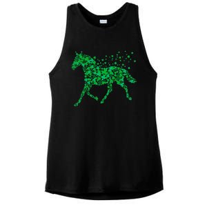 Horse Shamrock Horseback Riding Equestrian Meaningful Gift Patrick Day Gift Ladies PosiCharge Tri-Blend Wicking Tank