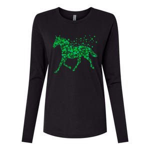 Horse Shamrock Horseback Riding Equestrian Meaningful Gift Patrick Day Gift Womens Cotton Relaxed Long Sleeve T-Shirt