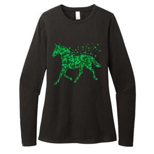 Horse Shamrock Horseback Riding Equestrian Meaningful Gift Patrick Day Gift Womens CVC Long Sleeve Shirt