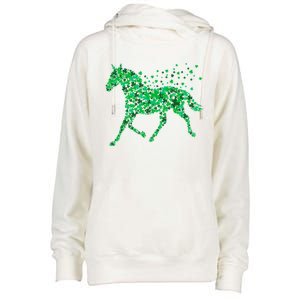 Horse Shamrock Horseback Riding Equestrian Meaningful Gift Patrick Day Gift Womens Funnel Neck Pullover Hood