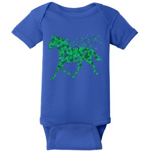 Horse Shamrock Horseback Riding Equestrian Meaningful Gift Patrick Day Gift Baby Bodysuit