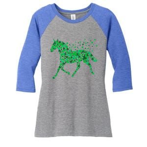 Horse Shamrock Horseback Riding Equestrian Meaningful Gift Patrick Day Gift Women's Tri-Blend 3/4-Sleeve Raglan Shirt