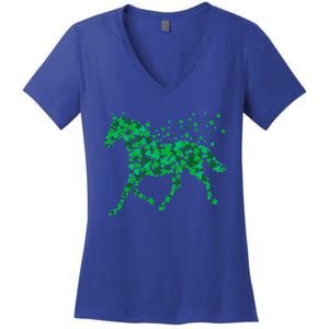 Horse Shamrock Horseback Riding Equestrian Meaningful Gift Patrick Day Gift Women's V-Neck T-Shirt