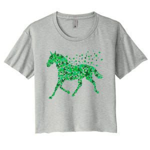 Horse Shamrock Horseback Riding Equestrian Meaningful Gift Patrick Day Gift Women's Crop Top Tee