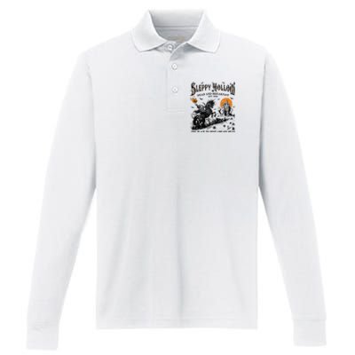 Halloween Sleepy Hollow Dead And Breakfast Performance Long Sleeve Polo