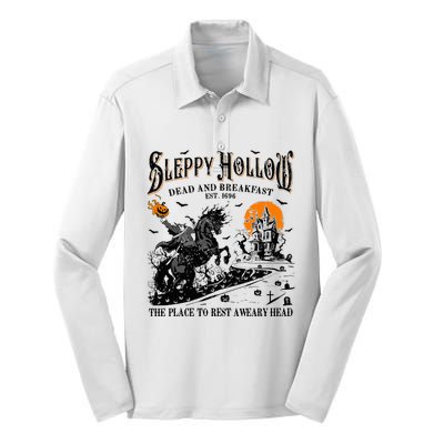 Halloween Sleepy Hollow Dead And Breakfast Silk Touch Performance Long Sleeve Polo