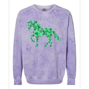 Horse Shamrock Horseback Riding Equestrian Cool Gift Patrick Gift Colorblast Crewneck Sweatshirt