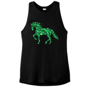 Horse Shamrock Horseback Riding Equestrian Cool Gift Patrick Gift Ladies PosiCharge Tri-Blend Wicking Tank