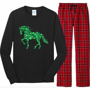 Horse Shamrock Horseback Riding Equestrian Cool Gift Patrick Gift Long Sleeve Pajama Set