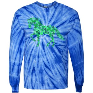 Horse Shamrock Horseback Riding Equestrian Cool Gift Patrick Gift Tie-Dye Long Sleeve Shirt