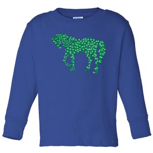 Horse Shamrock Horseback Riding Equestrian St Patricks Day Cool Gift Toddler Long Sleeve Shirt