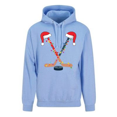 Hockey Santa Hat Christmas Lights Funny Sport Xmas Boy Unisex Surf Hoodie