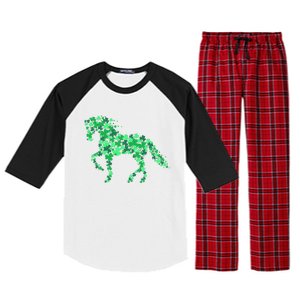 Horse Shamrock Horseback Riding Equestrian St Patrick's Day Meaningful Gift Raglan Sleeve Pajama Set