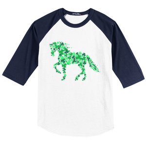 Horse Shamrock Horseback Riding Equestrian St Patrick's Day Meaningful Gift Baseball Sleeve Shirt