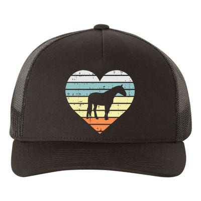 Horse Silhouette Heart Retro Love Equestrian Yupoong Adult 5-Panel Trucker Hat