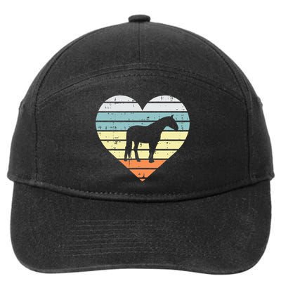 Horse Silhouette Heart Retro Love Equestrian 7-Panel Snapback Hat