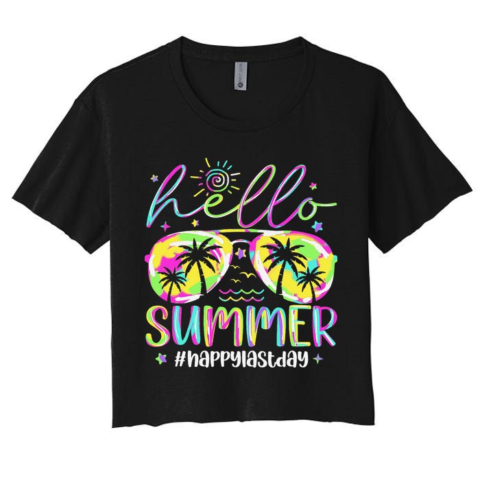 Hello Summer Happy Last Day Of School Teacher Student Women's Crop Top Tee