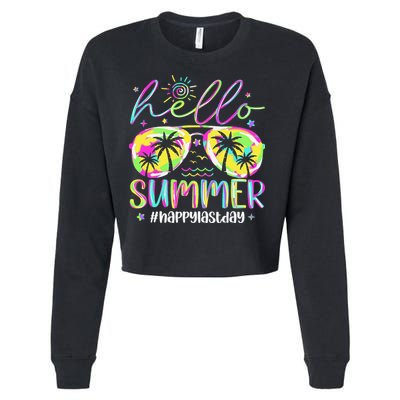 Hello Summer Happy Last Day Of School Teacher Student Cropped Pullover Crew