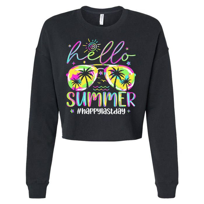 Hello Summer Happy Last Day Of School Teacher Student Cropped Pullover Crew