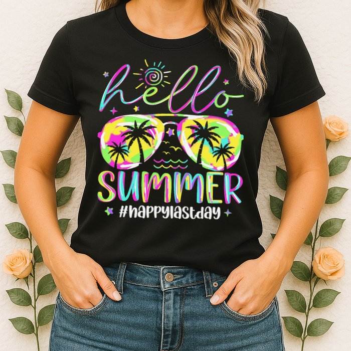 Hello Summer Happy Last Day Of School Teacher Student Womens T-Shirt