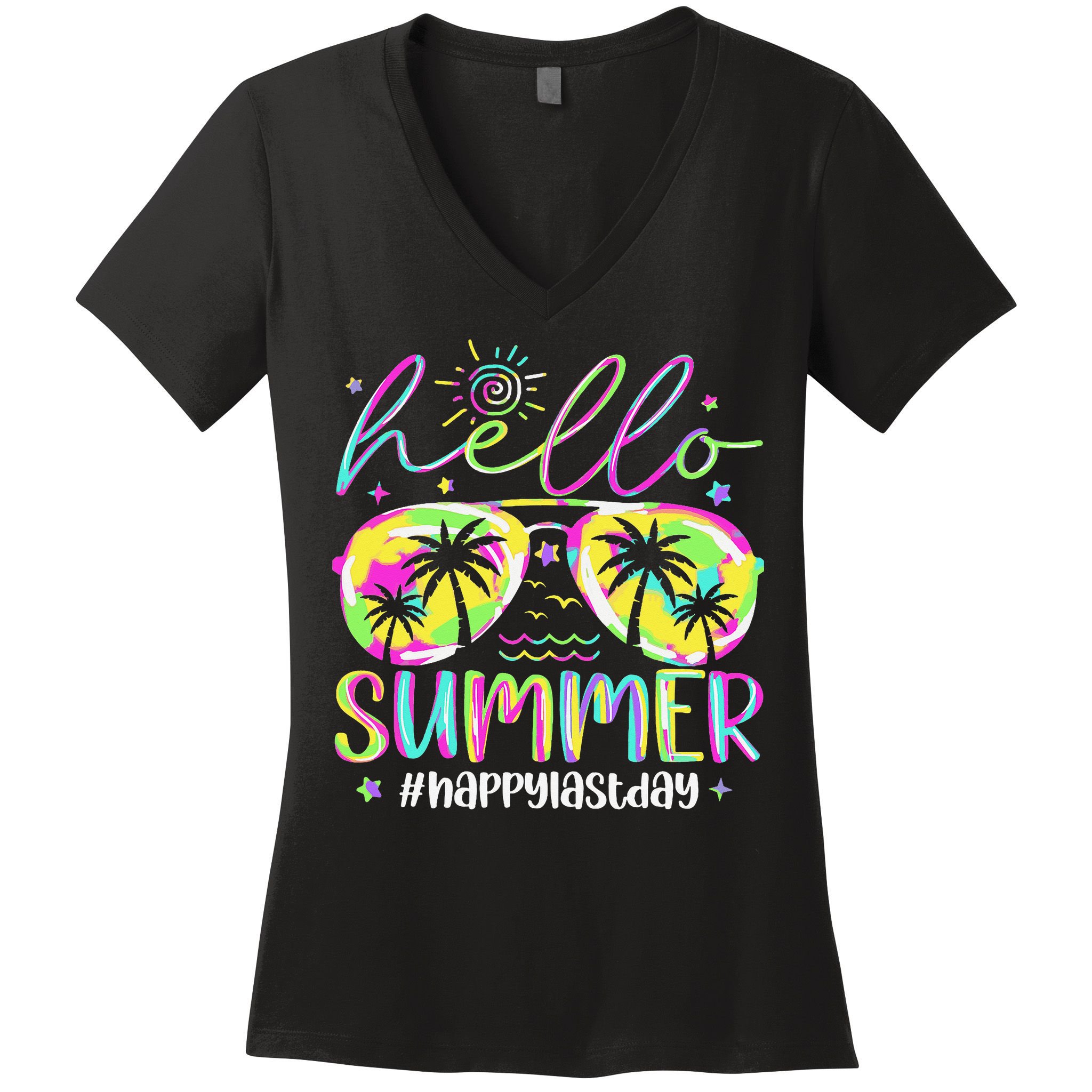 Hello Summer Happy Last Day Of School Teacher Student Women's V-Neck T-Shirt