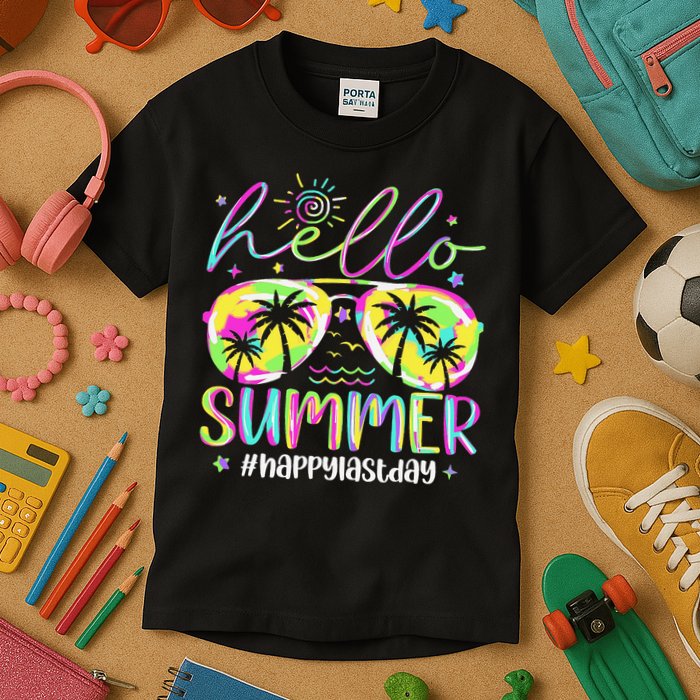 Hello Summer Happy Last Day Of School Teacher Student Kids T-Shirt
