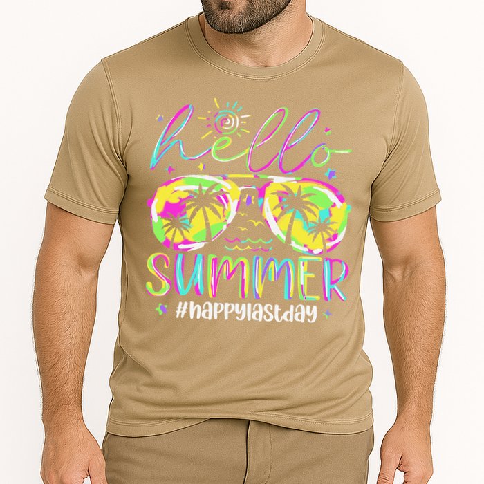Hello Summer Happy Last Day Of School Teacher Student Cooling Performance Crew T-Shirt