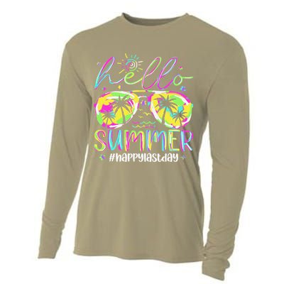 Hello Summer Happy Last Day Of School Teacher Student Cooling Performance Long Sleeve Crew