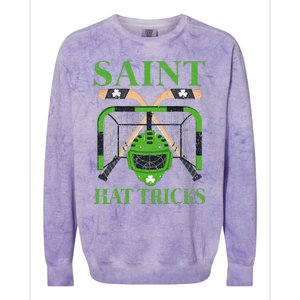 Hockey Saint Hatricks Leprechaun Hockey St. Patrick's Day Colorblast Crewneck Sweatshirt