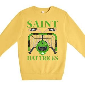 Hockey Saint Hatricks Leprechaun Hockey St. Patrick's Day Premium Crewneck Sweatshirt