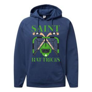 Hockey Saint Hatricks Leprechaun Hockey St. Patrick's Day Performance Fleece Hoodie