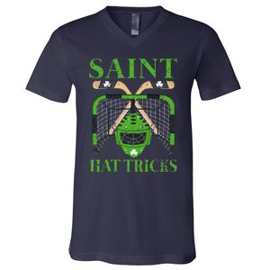 Hockey Saint Hatricks Leprechaun Hockey St. Patrick's Day V-Neck T-Shirt